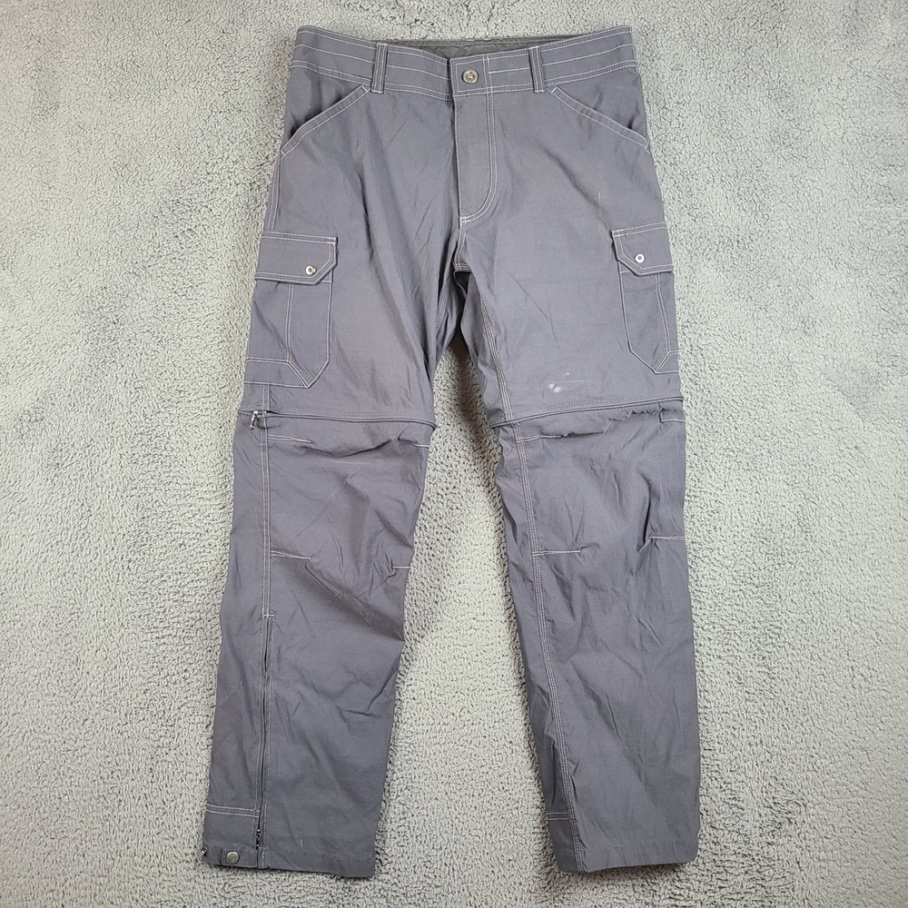 Kuhl Renegade Convertible Stealth Pants Mens 34x32 Gray Hiking Cargo Zip Off